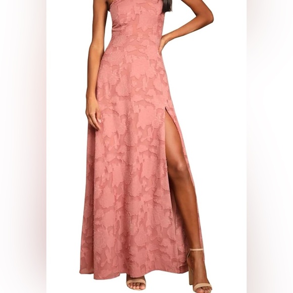 Ferlema Dresses & Skirts - Romantic Ferlema Rusty Rose Floral Burnout Maxi Dress Size L Pink Sleeveless New